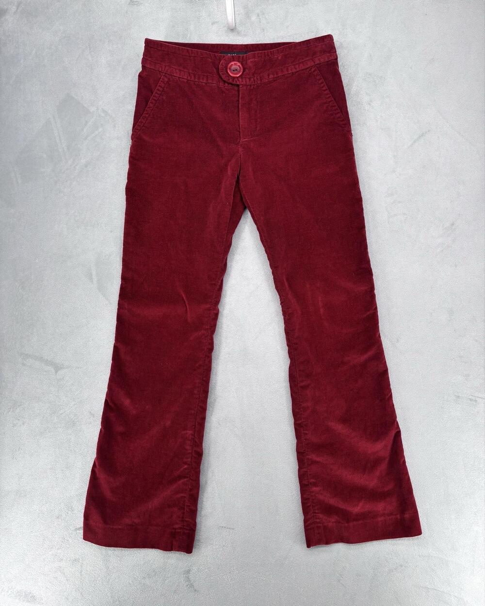 Y2K Vintage Marc Jacobs Corduroy Pinwale Pants Womens 4 Red Wide Leg Flare